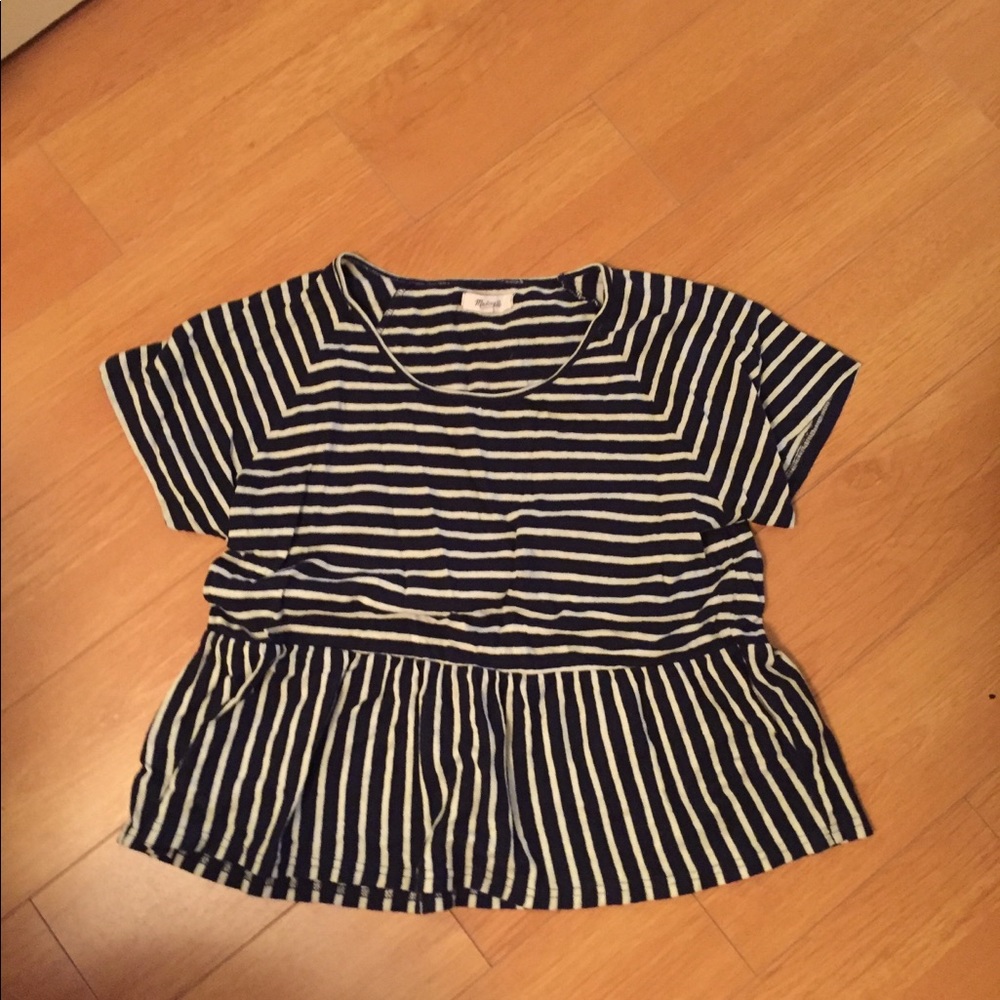 Striped madewell top with peplum bottom.